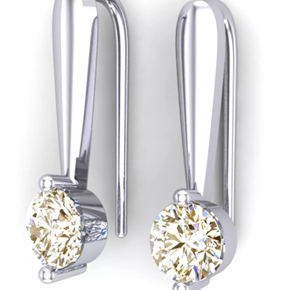 2.16Ct Vvs1:- Golden Yellow Real Moissanite Diamond Dangle .925 Silver Earrings - Picture 5 of 5